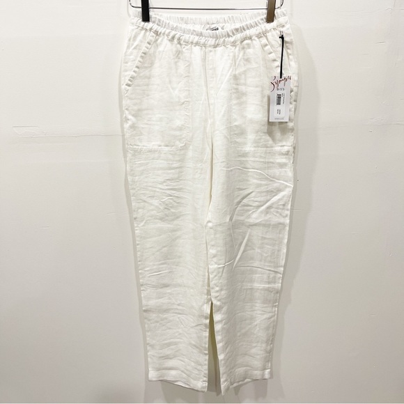 Sympli Linen Narrow Pants in White Lagenlook Coastal Grandma X-Small - Picture 2 of 8